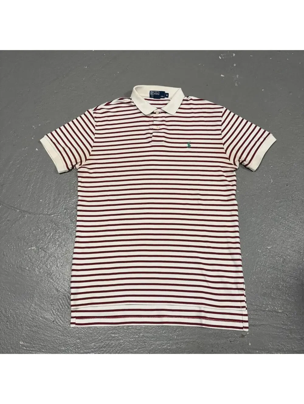 Polo Ralph Lauren White and Red Stripe Short Sleeve Polo Shirt